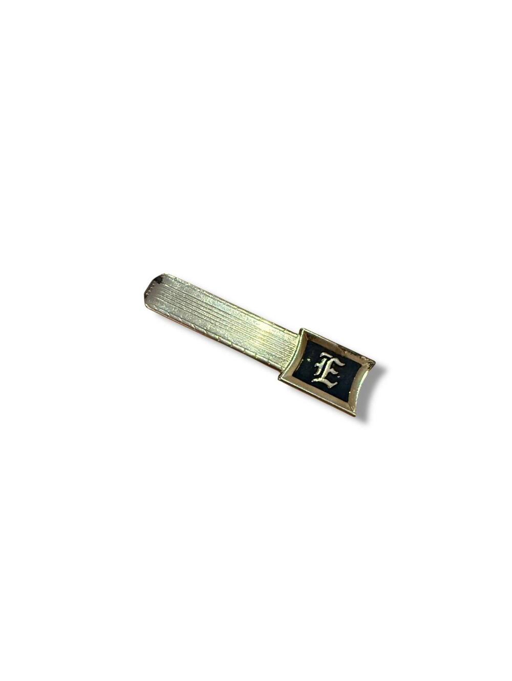 Vintage Gold Tone Initial “E” Tie Clip